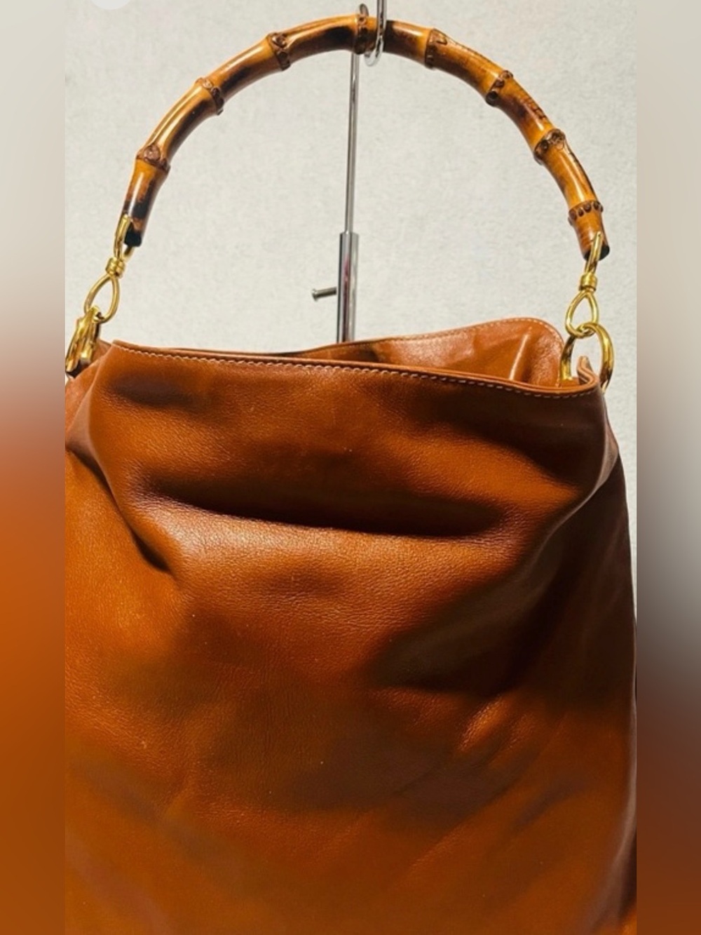 Gucci Vtg Bamboo Leather Shoulder Bag - Picture 5 of 5